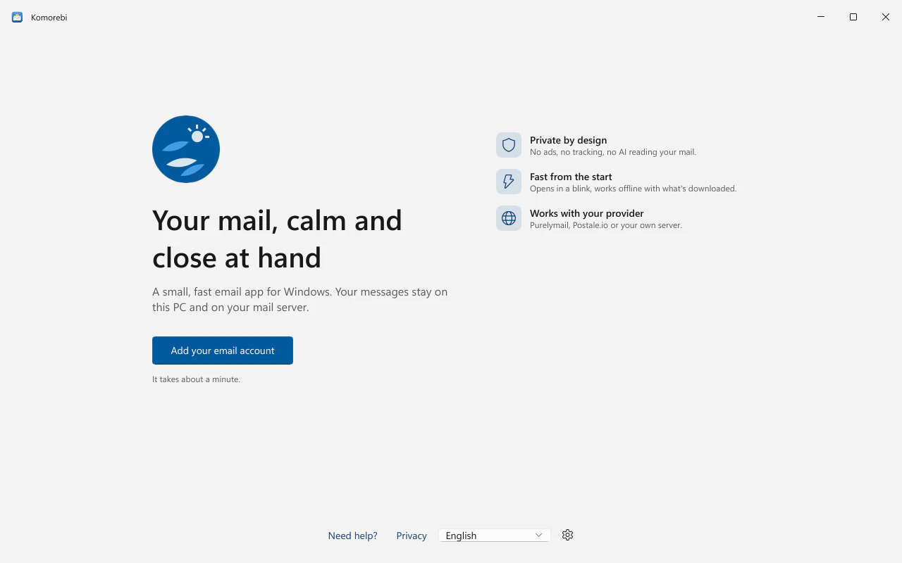 The first start on a new install: the welcome screen